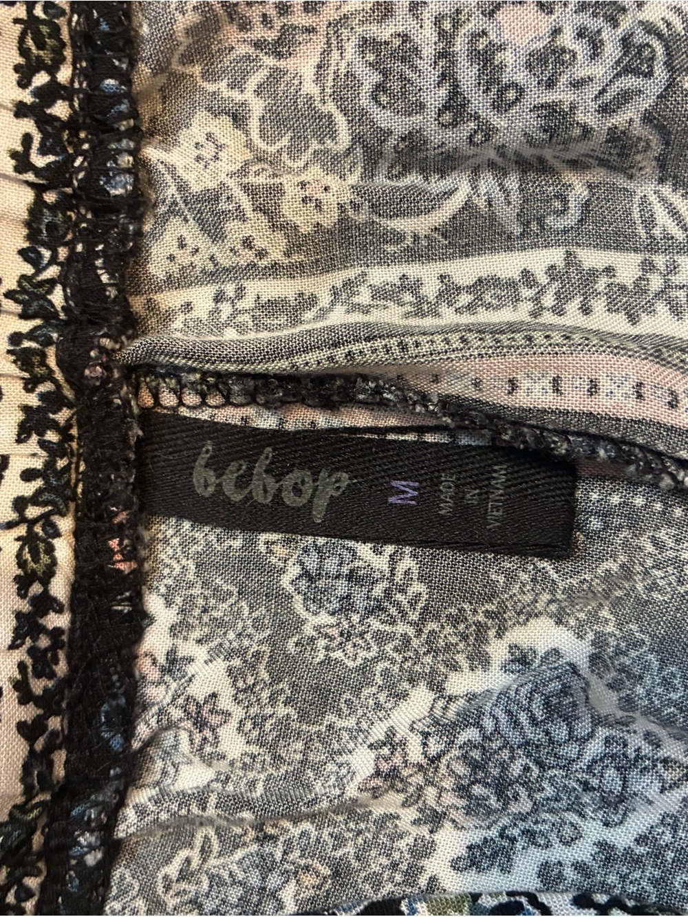 BeBop Black Patterned Wide-Leg Lounge Pants with Blue & Cream Accents - Picture 2 of 2